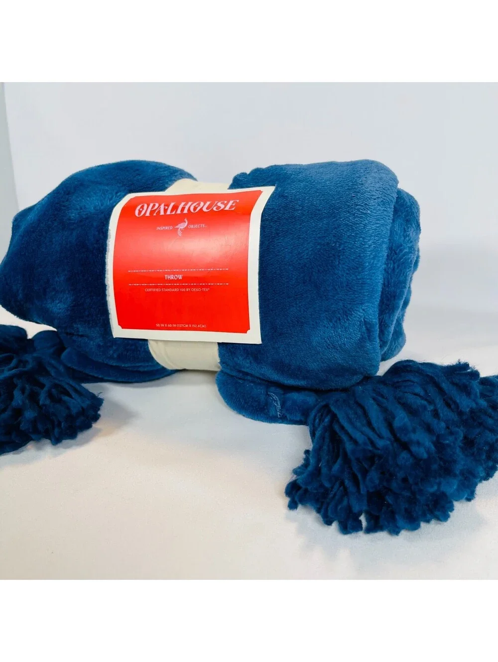 Opalhouse Target Plush Throw Blanket Teal Blue Tassels 50x60 NWT Boho Cozy